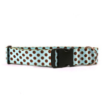 2 Inch Wide Blue and Brown Polka Dot Dog Collar 2 Inch Wide Blue and Brown Polka Dot Dog Collar