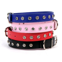 Leather Dog Collar with Inset Crystals Leather Dog Collar with Inset Crystals