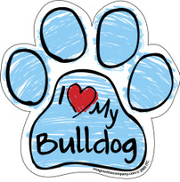 I Love My Bulldog BLUE Scribble Paw Magnet I Love My Bulldog BLUE Scribble Paw Magnet