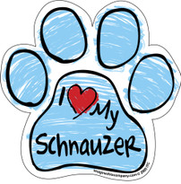 I Love My Schnauzer BLUE Scribble Paw Magnet I Love My Schnauzer BLUE Scribble Paw Magnet