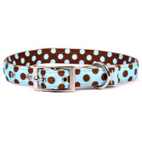 Blue and Brown Polka Dot Uptown Dog Collar Blue and Brown Polka Dot Uptown Dog Collar