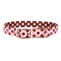 Pink and Brown Polka Dot Uptown Dog Collar Pink and Brown Polka Dot Uptown Dog Collar