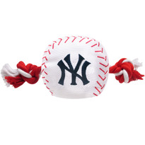 New York Yankees Nylon Rope Baseball Squeaker Dog Toy New York Yankees Nylon Rope Baseball Squeaker Dog Toy