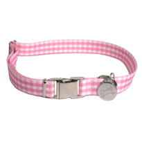 Southern Dawg Gingham Pink Premium Dog Collar Southern Dawg Gingham Pink Premium Dog Collar