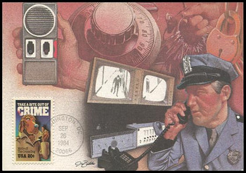 2102 / 20c Crime Prevention / McGruff The Crime Dog 1984 Fleetwood Maximum Card 2102 / 20c Crime Prevention / McGruff The Crime Dog 1984 Fleetwood Maximum Card