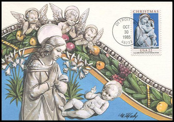 2165 / 22c Madonna and Child by Luca Della Robbia: Christmas Series 1985 Fleetwood Maximum Card 2165 / 22c Madonna and Child by Luca Della Robbia: Christmas Series 1985 Fleetwood Maximum Card