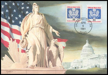 O146 / 25c and 4c Official Mail Make-up Rate 1991 Fleetwood First Day of Issue Maximum Card O146 / 25c and 4c Official Mail Make-up Rate 1991 Fleetwood First Day of Issue Maximum Card