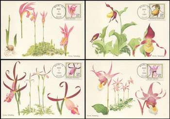 2076 - 2079 / 20c Orchids Set of 4 Fleetwood 1984 Maximum Card 2076 - 2079 / 20c Orchids Set of 4 Fleetwood 1984 Maximum Card