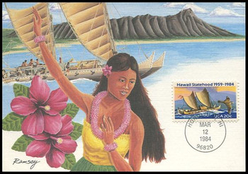 2080 / 20c Hawaii Statehood : Statehood Series 1984 Fleetwood Maximum Card 2080 / 20c Hawaii Statehood : Statehood Series 1984 Fleetwood Maximum Card