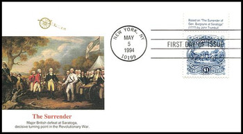 2590 / $1 Surrender of Burgoyne Tab #1 Fleetwood 1994 FDC 2590 / $1 Surrender of Burgoyne Tab #1 Fleetwood 1994 FDC
