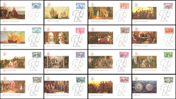2624a - 2629 / 1c - $5 Columbus Souvenir Sheet Singles Set of 16 Fleetwood 1992 FDCs 2624a - 2629 / 1c - $5 Columbus Souvenir Sheet Singles Set of 16 Fleetwood 1992 FDCs