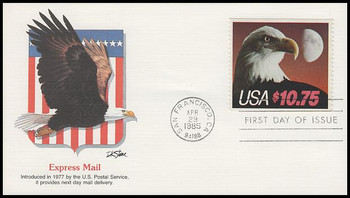 2122 / $10.75 Eagle and Half Moon Express Mail 1985 Fleetwood FDC 2122 / $10.75 Eagle and Half Moon Express Mail 1985 Fleetwood FDC
