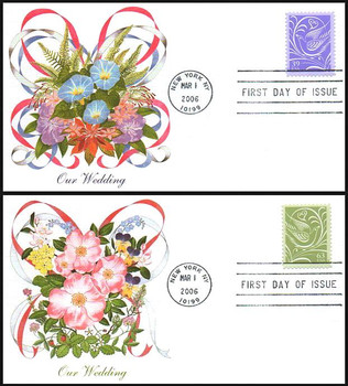 3998 - 3999 / 39c and 63c Wedding Doves Set of 2 Fleetwood 2006 FDCs 3998 - 3999 / 39c and 63c Wedding Doves Set of 2 Fleetwood 2006 FDCs