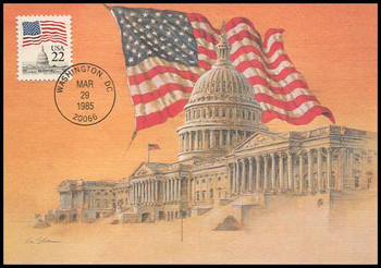 2115 / 22c Flag over the Capitol 1985 Fleetwood Maximum Card 2115 / 22c Flag over the Capitol 1985 Fleetwood Maximum Card