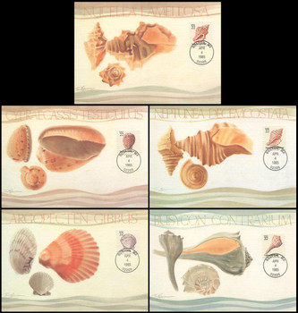 2117 - 2121 / 22c Seashells Set of 5 Fleetwood 1985 Maximum Card 2117 - 2121 / 22c Seashells Set of 5 Fleetwood 1985 Maximum Card