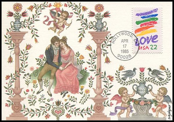 2143 / 22c Crayon Stripes Love Stamp 1985 Fleetwood Maximum Card 2143 / 22c Crayon Stripes Love Stamp 1985 Fleetwood Maximum Card
