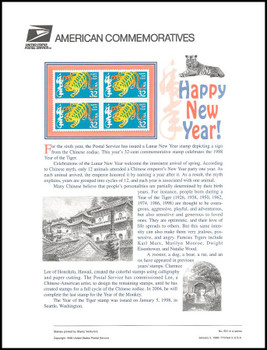 3179 / 32c Year of the Tiger : Chinese New Year 1998 USPS American Commemorative Panel Sealed #531 3179 / 32c Year of the Tiger : Chinese New Year 1998 USPS American Commemorative Panel Sealed #531