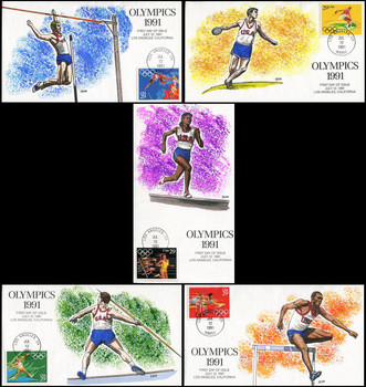 2553 - 2557 / 29c Summer Olympic Games Set of 5 Collins Hand Painted 1991 FDCs 2553 - 2557 / 29c Summer Olympic Games Set of 5 Collins Hand Painted 1991 FDCs