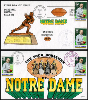 2376 / 22c Knute Rockne Notre Dame Football Coach Set of 2 Collins Hand Painted 1988 First Day Covers 2376 / 22c Knute Rockne Notre Dame Football Coach Set of 2 Collins Hand Painted 1988 First Day Covers