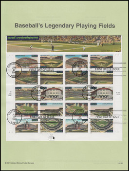 3510 - 3519 / 34c Legendary Baseball Playing Fields Pane of 10 : 2011 USPS #0132 Souvenir Page 3510 - 3519 / 34c Legendary Baseball Playing Fields Pane of 10 : 2011 USPS #0132 Souvenir Page