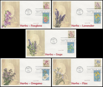 4513 - 4517 / 29c Herbs Coil Singles Set of 5 Fleetwood 2011 FDCs Set #4 4513 - 4517 / 29c Herbs Coil Singles Set of 5 Fleetwood 2011 FDCs Set #4