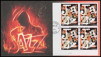 4503 / 44c Jazz Plate Block 2011 Fleetwood First Day Cover 4503 / 44c Jazz Plate Block 2011 Fleetwood First Day Cover