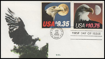 2122 / $10.75 and 1909 / $9.35 Eagle and Moon Express Mail Combo 1985 Tudor House FDC 2122 / $10.75 and 1909 / $9.35 Eagle and Moon Express Mail Combo 1985 Tudor House FDC