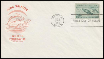 1079 / 3c King Salmon : Wildlife Conservation House Of Farnam 1956 First Day Cover 1079 / 3c King Salmon : Wildlife Conservation House Of Farnam 1956 First Day Cover