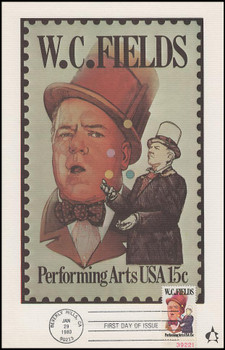 1803 / 15c W. C. Fields : Performing Arts Series 1980 Andrews Cachet Maxi Card FDC 1803 / 15c W. C. Fields : Performing Arts Series 1980 Andrews Cachet Maxi Card FDC