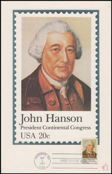 1941 / 18c John Hanson : President Continental Congress 1981 Andrews Cachet Maxi Card FDC 1941 / 18c John Hanson : President Continental Congress 1981 Andrews Cachet Maxi Card FDC