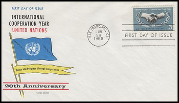 1266 / 5c International Cooperation Year 1965 Fluegel First Day Cover 1266 / 5c International Cooperation Year 1965 Fluegel First Day Cover
