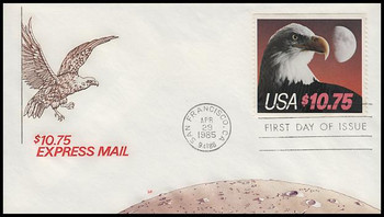 2122 / $10.75 Express Mail Eagle 1985 House of Farnam FDC 2122 / $10.75 Express Mail Eagle 1985 House of Farnam FDC