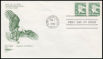 2112 / 22c Eagle "D" Rate Coil Pair 1985 Gill Craft First Day Cover 2112 / 22c Eagle "D" Rate Coil Pair 1985 Gill Craft First Day Cover