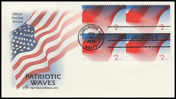 4954 / $2 Patriotic Wave Block 2015 Artcraft First Day Cover 4954 / $2 Patriotic Wave Block 2015 Artcraft First Day Cover