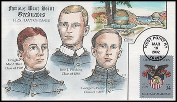 3560 / 34c Military Academy : West Point 2002 Collins Hand-Painted First Day Cover 3560 / 34c Military Academy : West Point 2002 Collins Hand-Painted First Day Cover