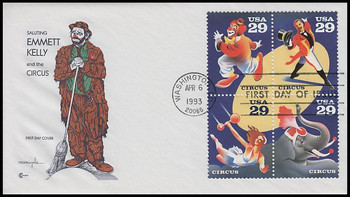 2750 - 2753 / 29c Circus Se-Tenant Block Cover Craft Cachet 1993 FDC With Insert Card 2750 - 2753 / 29c Circus Se-Tenant Block Cover Craft Cachet 1993 FDC With Insert Card