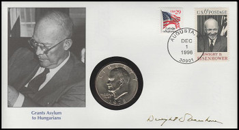 Eisenhower : Grants Asylum To Hungarians : Eisenhower Dollar Fleetwood 1996 Commemorative Cover #5 Eisenhower : Grants Asylum To Hungarians : Eisenhower Dollar Fleetwood 1996 Commemorative Cover #5