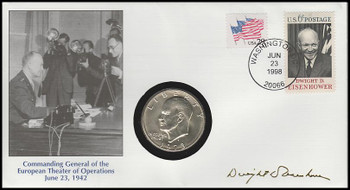 Eisenhower : Commanding General, European Theater Operations : Eisenhower Dollar Fleetwood 1998 Commemorative Cover #25 Eisenhower : Commanding General, European Theater Operations : Eisenhower Dollar Fleetwood 1998 Commemorative Cover #25