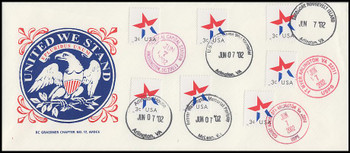 3613 / 3c Star Multiple Postmarks 2002 Graebner Chapter #17 First Day Cover 3613 / 3c Star Multiple Postmarks 2002 Graebner Chapter #17 First Day Cover