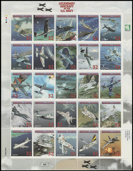 666 / 32c Legendary Aircraft of the US Navy 1998 Marshall Islands 25 Stamp Se-Tenant Sheet 666 / 32c Legendary Aircraft of the US Navy 1998 Marshall Islands 25 Stamp Se-Tenant Sheet
