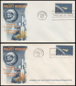 1193 / 4c Project Mercury and Glenn Homecoming 1962 Fleetwood FDC and Event Cover 1193 / 4c Project Mercury and Glenn Homecoming 1962 Fleetwood FDC and Event Cover