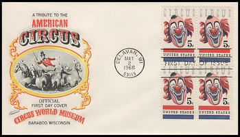 1309 / 5c American Circus : Clown Block 1966 Fleetwood FDC with Info Card 1309 / 5c American Circus : Clown Block 1966 Fleetwood FDC with Info Card