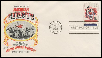 1309 / 5c American Circus : Clown 1966 Fleetwood First Day Cover 1309 / 5c American Circus : Clown 1966 Fleetwood First Day Cover