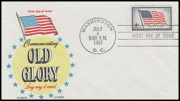 1094 / 4c Old Glory 1957 Fluegel First Day Cover 1094 / 4c Old Glory 1957 Fluegel First Day Cover