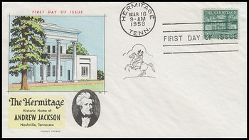 1037 / 4½c The Hermitage : Liberty Series (Misaligned Cancel) 1959 Fluegel FDC 1037 / 4½c The Hermitage : Liberty Series (Misaligned Cancel) 1959 Fluegel FDC