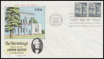 1056 / 2 1/2c Bunker Hill Monument Coil Pair : Liberty Series 1959 Fluegel FDC 1056 / 2 1/2c Bunker Hill Monument Coil Pair : Liberty Series 1959 Fluegel FDC