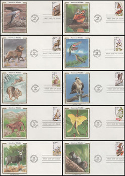2286 - 2335 / 22c North American Wildlife Set Of 50 Colorano Silk 1987 FDCs 2286 - 2335 / 22c North American Wildlife Set Of 50 Colorano Silk 1987 FDCs