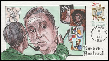 2839 / 29c Norman Rockwell : Illustrator 1994 Collins Hand-Painted FDC 2839 / 29c Norman Rockwell : Illustrator 1994 Collins Hand-Painted FDC