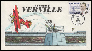 C113 / 33c Alfred Verville : Aviation Pioneers Series Airmail 1985 Collins Hand-Painted FDC C113 / 33c Alfred Verville : Aviation Pioneers Series Airmail 1985 Collins Hand-Painted FDC