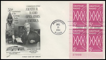 1260 / 5c Amateur Radio Lower Left Plate Block Fleetwood 1964 First Day Cover 1260 / 5c Amateur Radio Lower Left Plate Block Fleetwood 1964 First Day Cover